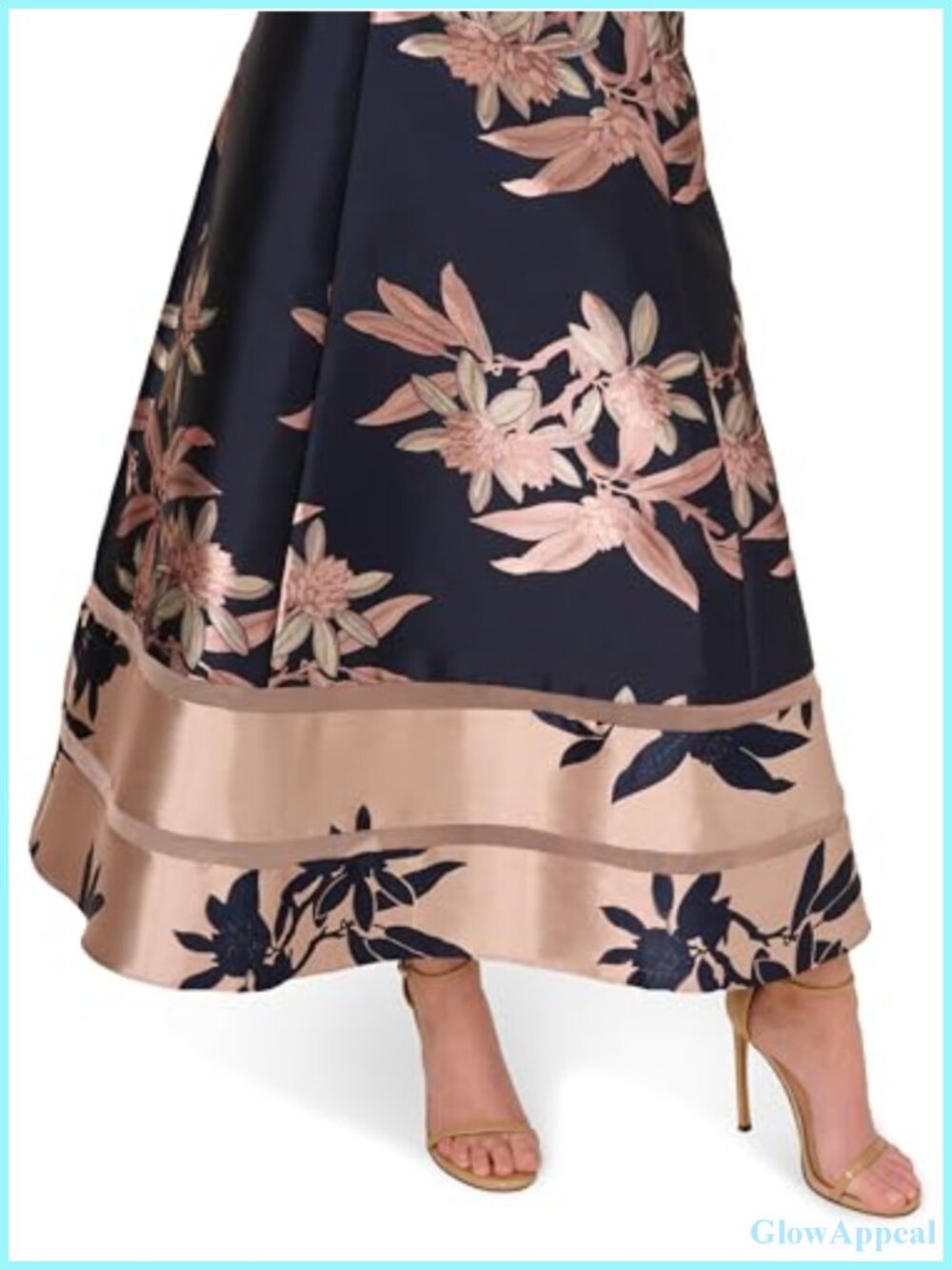 Off Shoulder Jacquard Formal Dress Fit & Flare Evening Gown - Picture 3 of 4